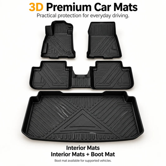 3D Custom-Fit Car Floor Mats with Raised Edges & Boot Tray